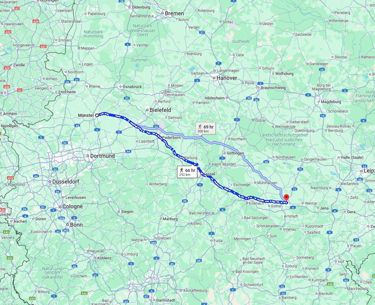 Anreise von Münster Zu Erfurt Über 