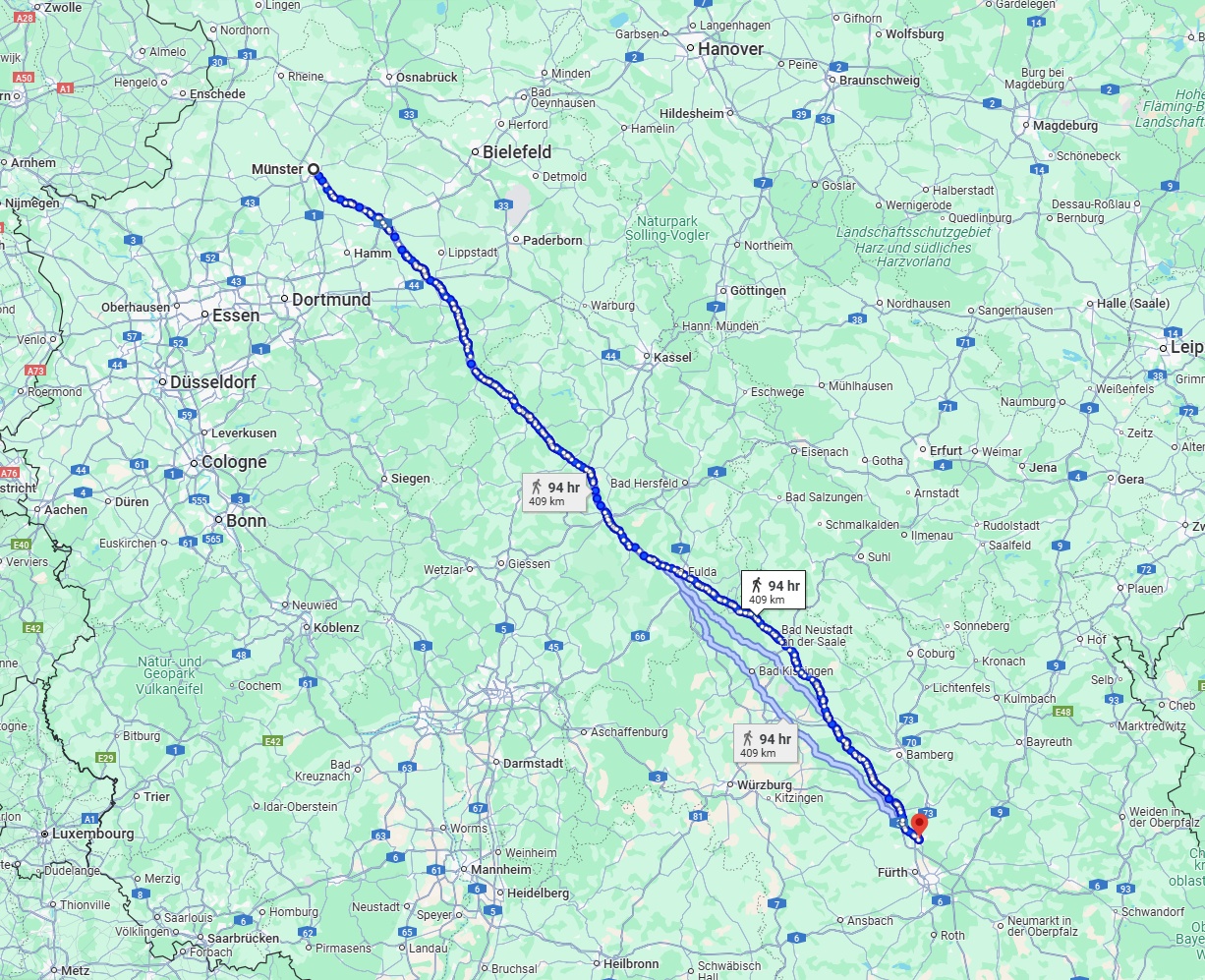Anreise von Münster Zu Erlangen Über 