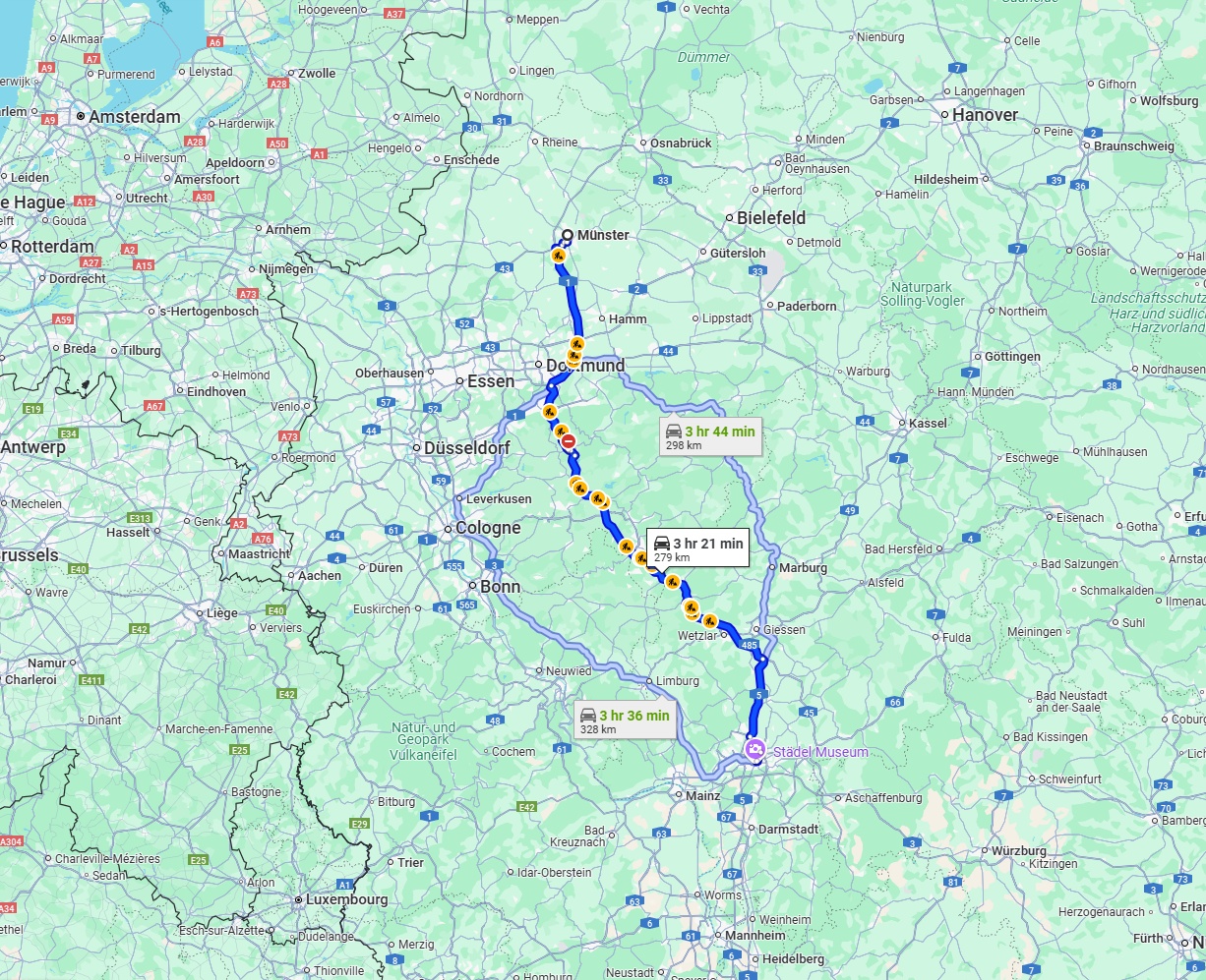 Anreise von Münster Zu Frankfurt am Main Über via A45