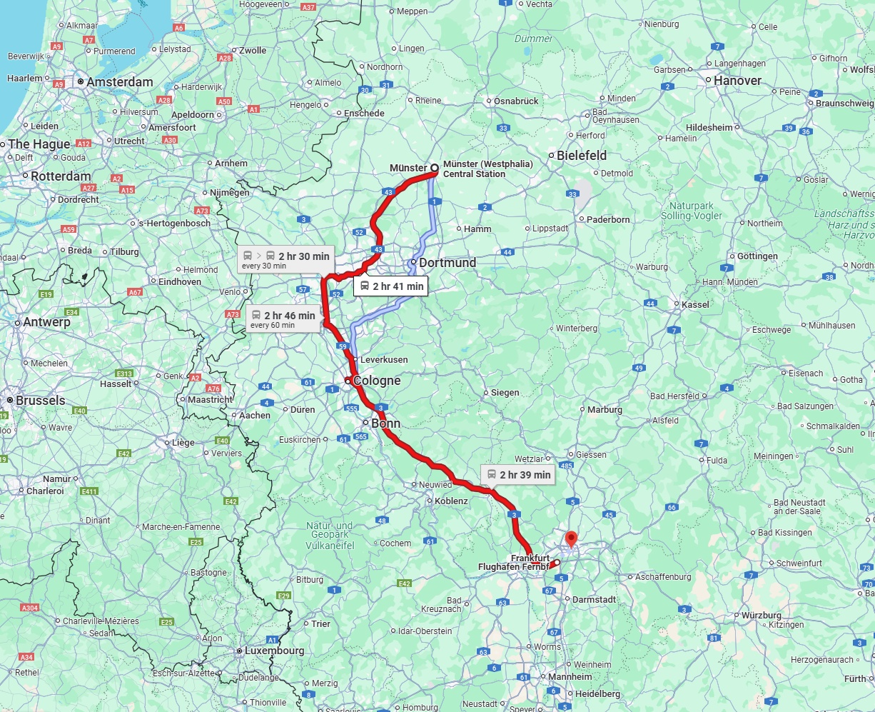 Anreise von Münster Zu Frankfurt am Main Über 