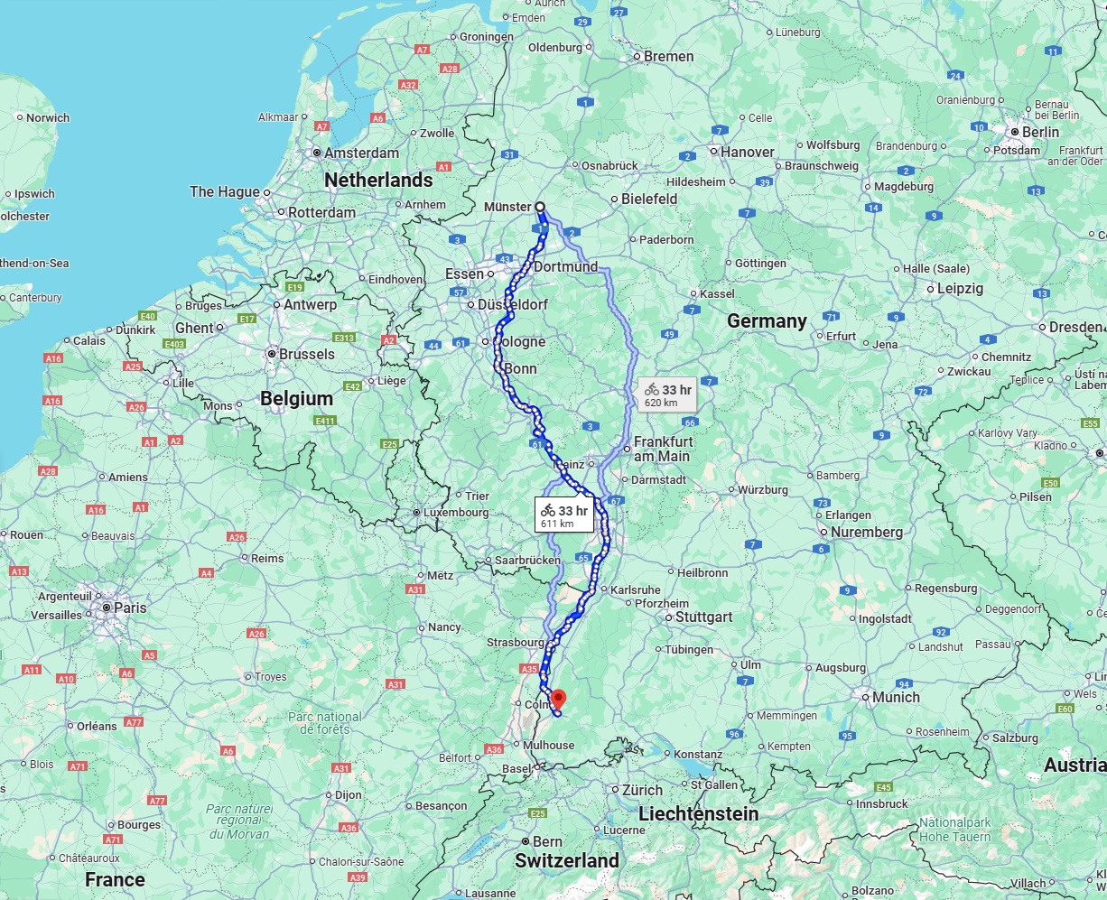 Anreise von Münster Zu Freiburg im Breisgau Über 