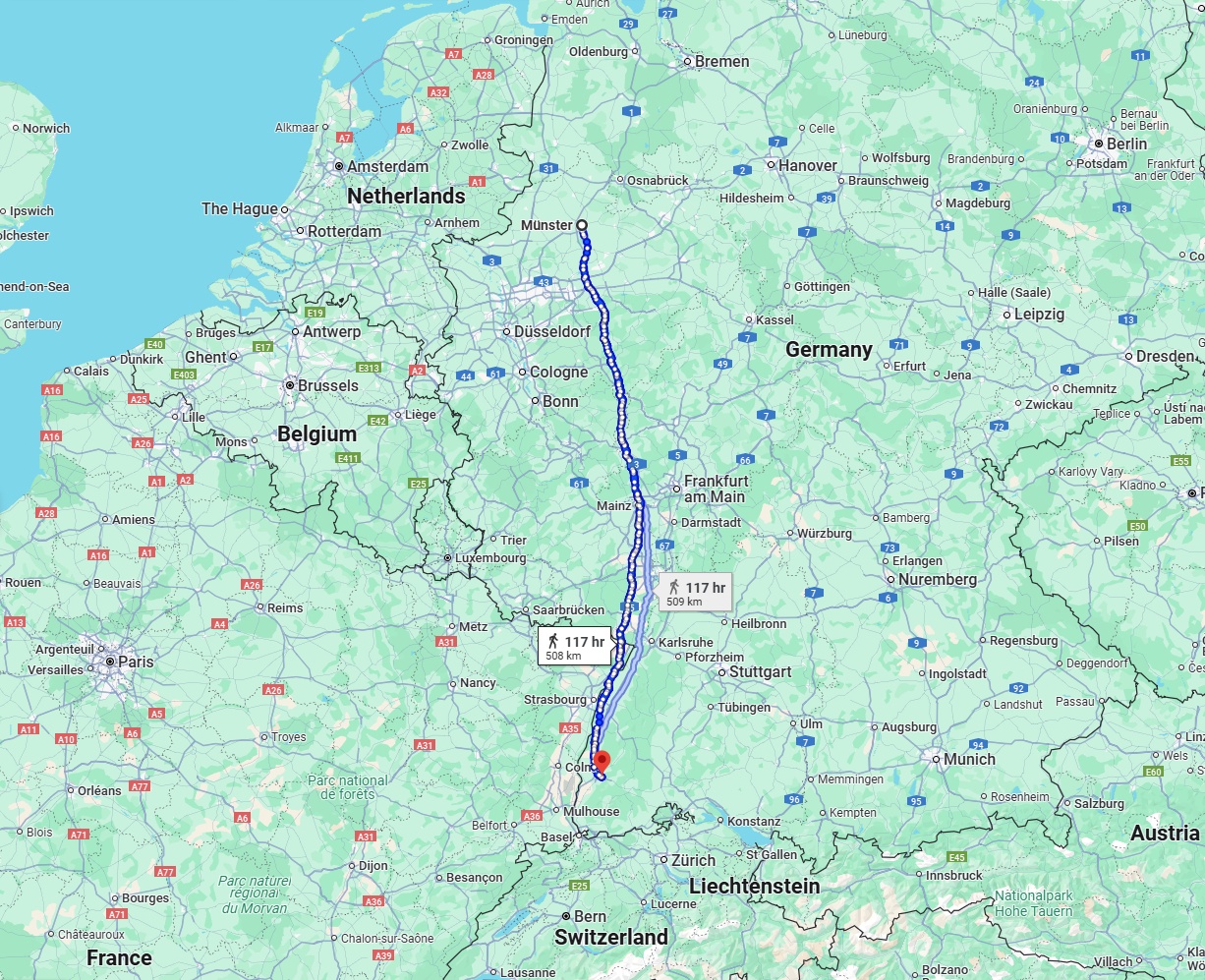 Anreise von Münster Zu Freiburg im Breisgau Über 