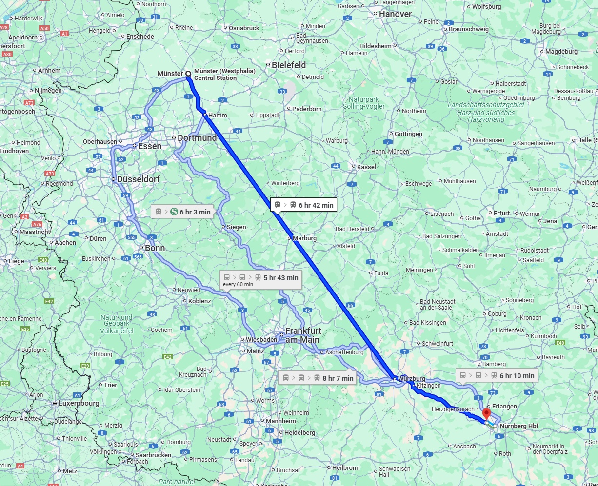 Anreise von Münster Zu Fürth Über 
