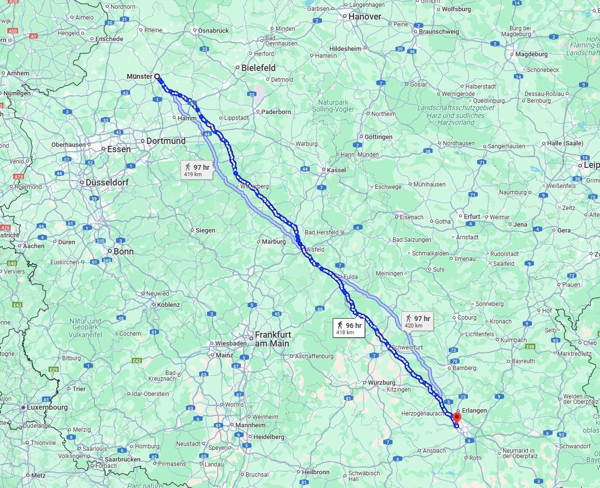 Anreise von Münster Zu Fürth Über 