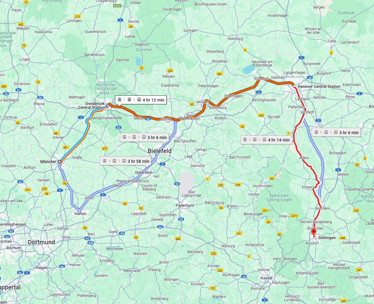 Anreise von Münster Zu Göttingen Über 