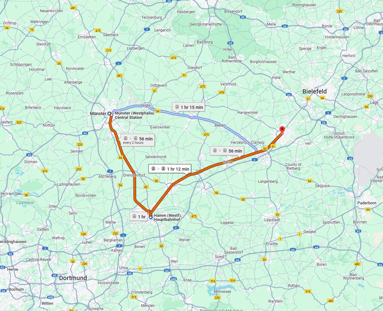 Anreise von Münster Zu Gütersloh Über 