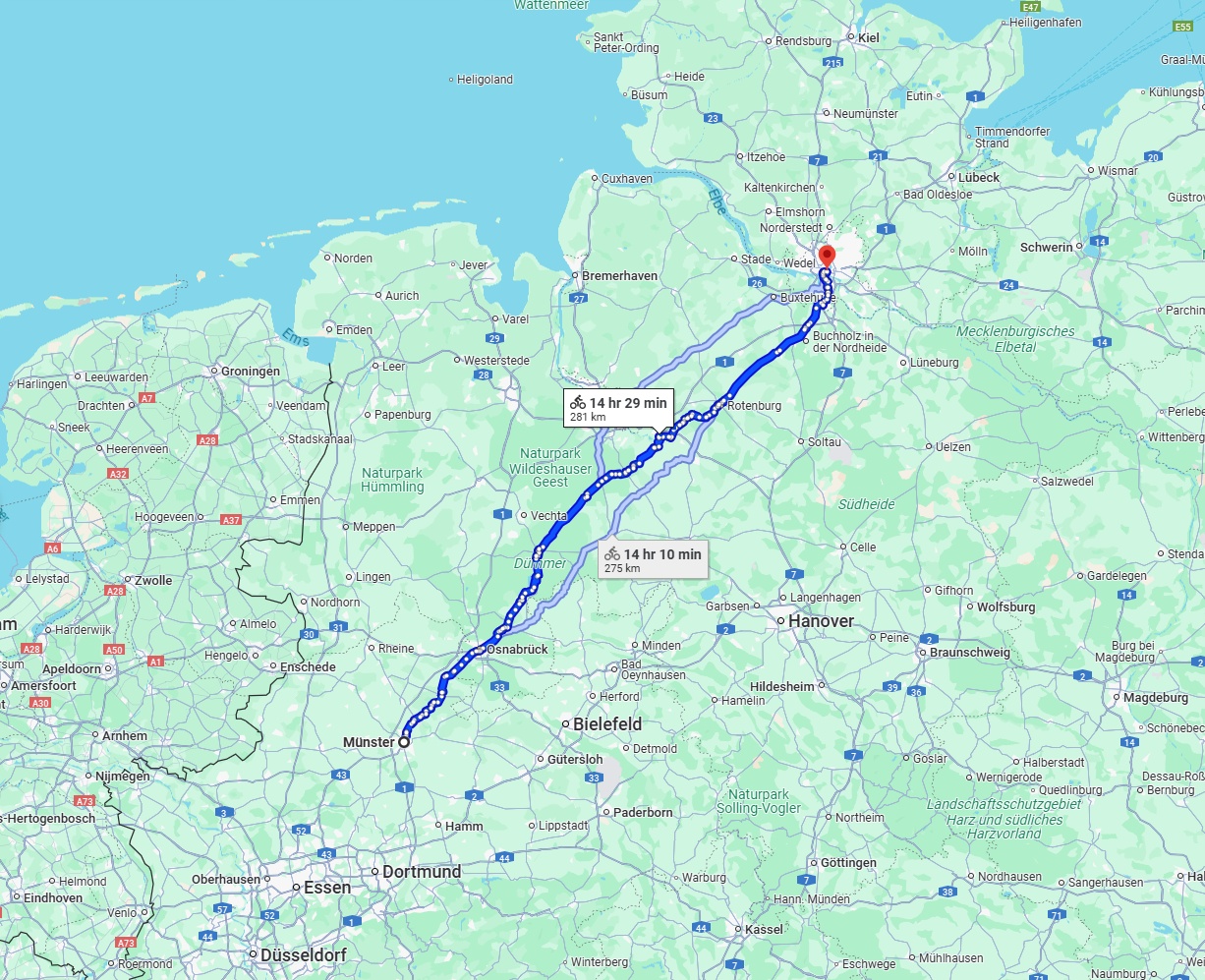 Anreise von Münster Zu Hamburg Über 