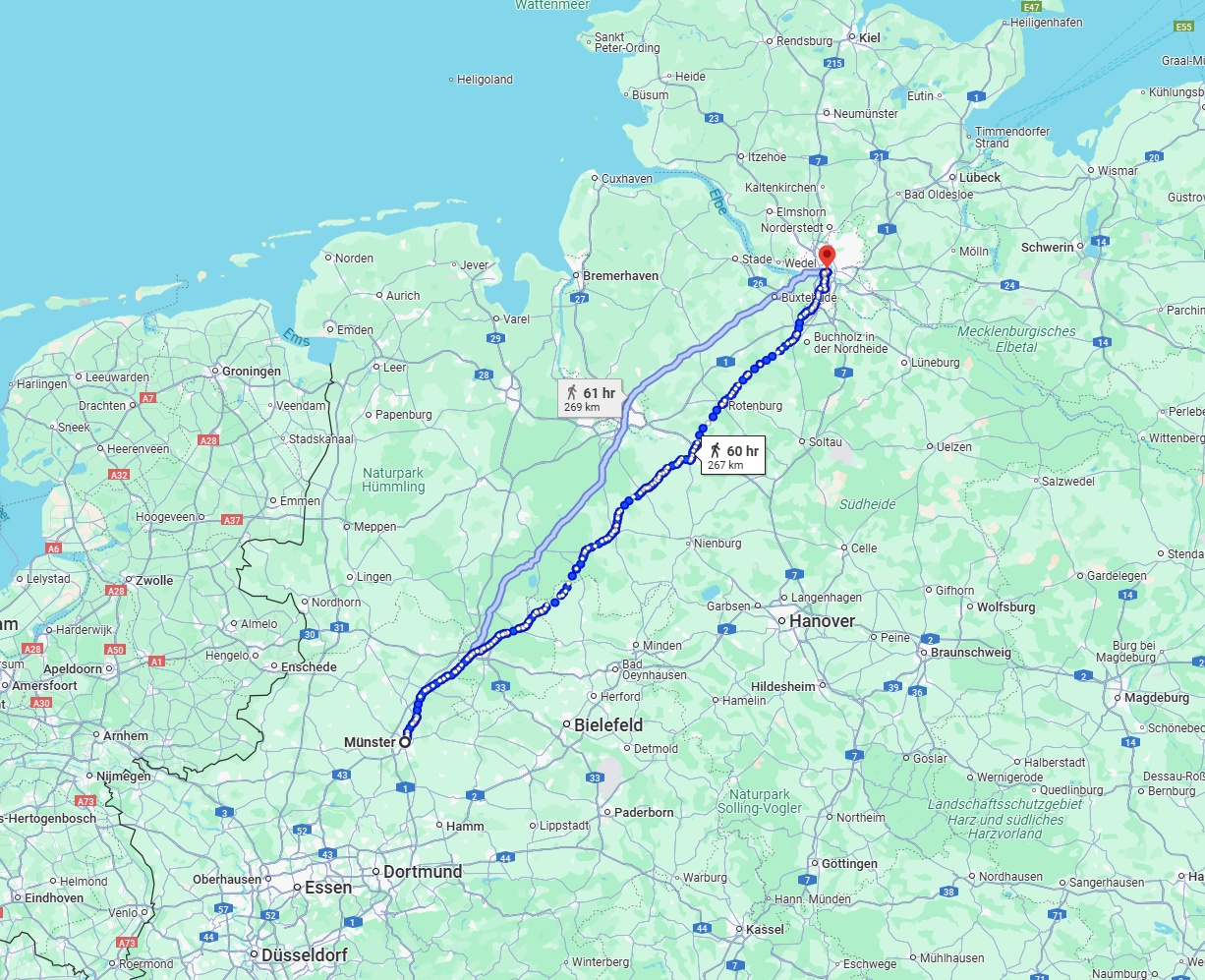 Anreise von Münster Zu Hamburg Über 