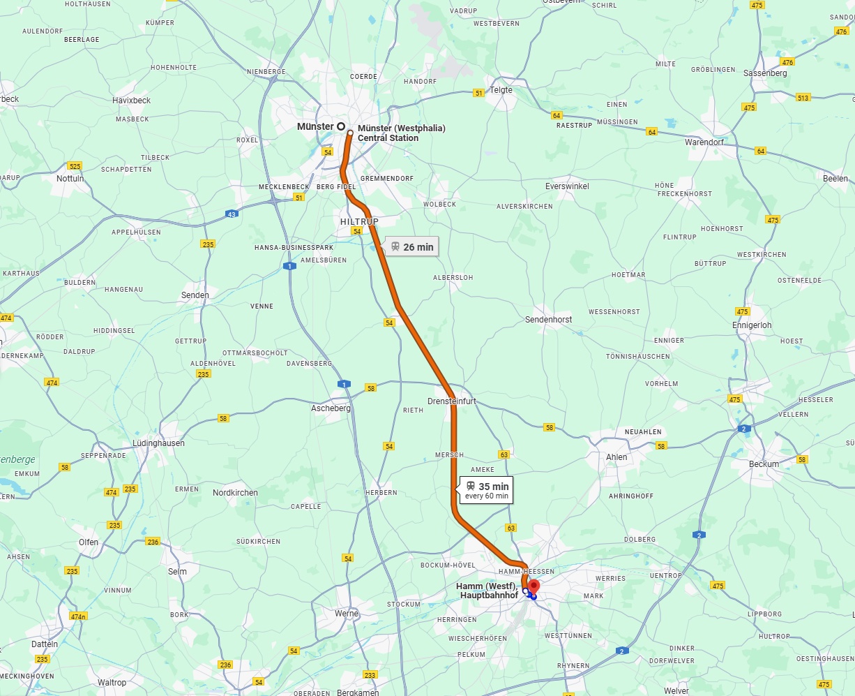 Anreise von Münster Zu Hamm Über 
