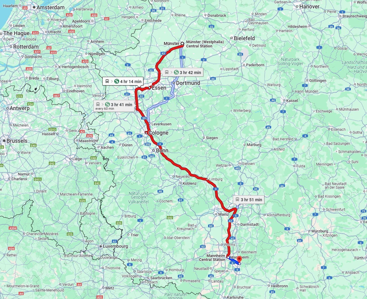 Anreise von Münster Zu Heidelberg Über 