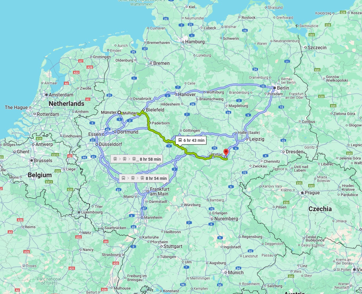 Anreise von Münster Zu Jena Über 