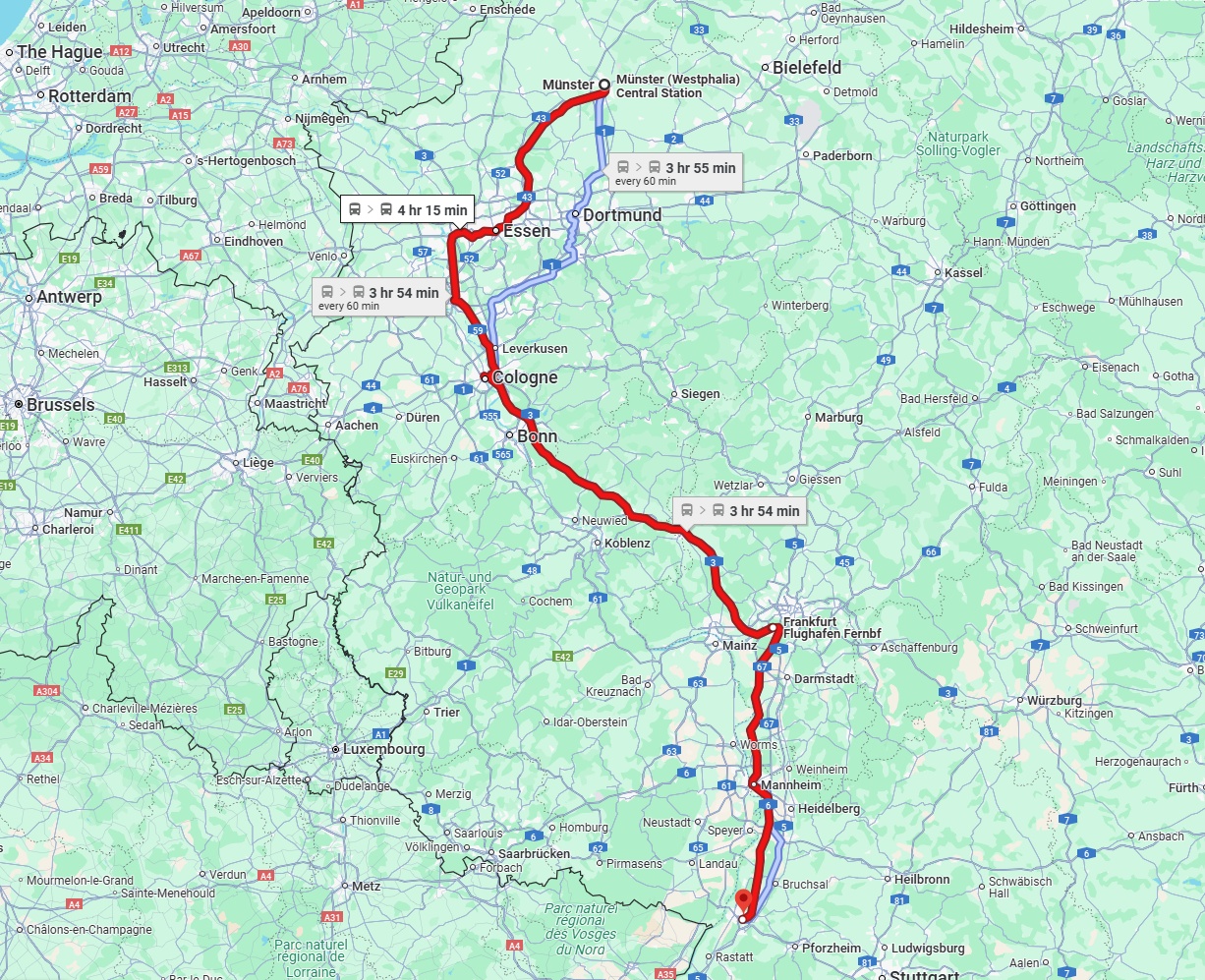 Anreise von Münster Zu Karlsruhe Über 