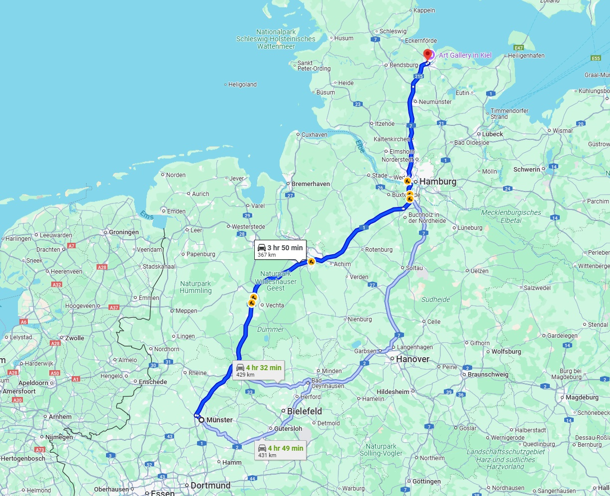 Anreise von Münster Zu Kiel Über via A1