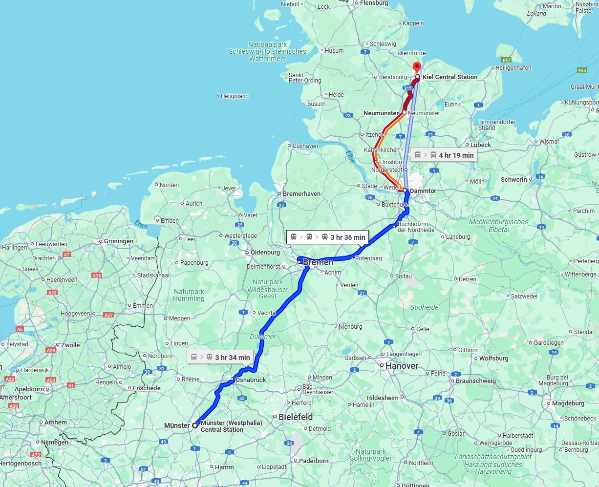 Anreise von Münster Zu Kiel Über 
