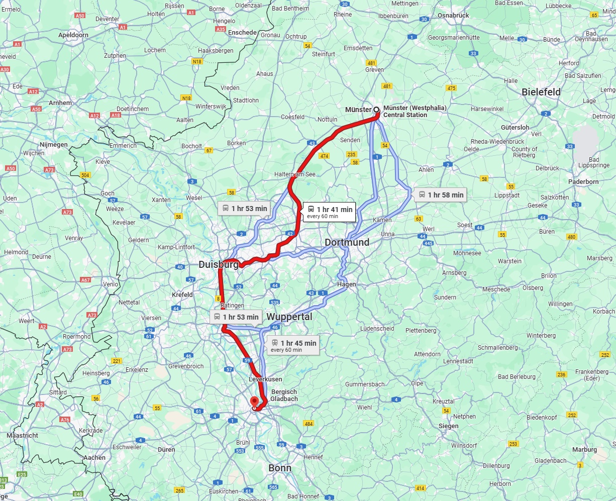 Anreise von Münster Zu Köln Über 