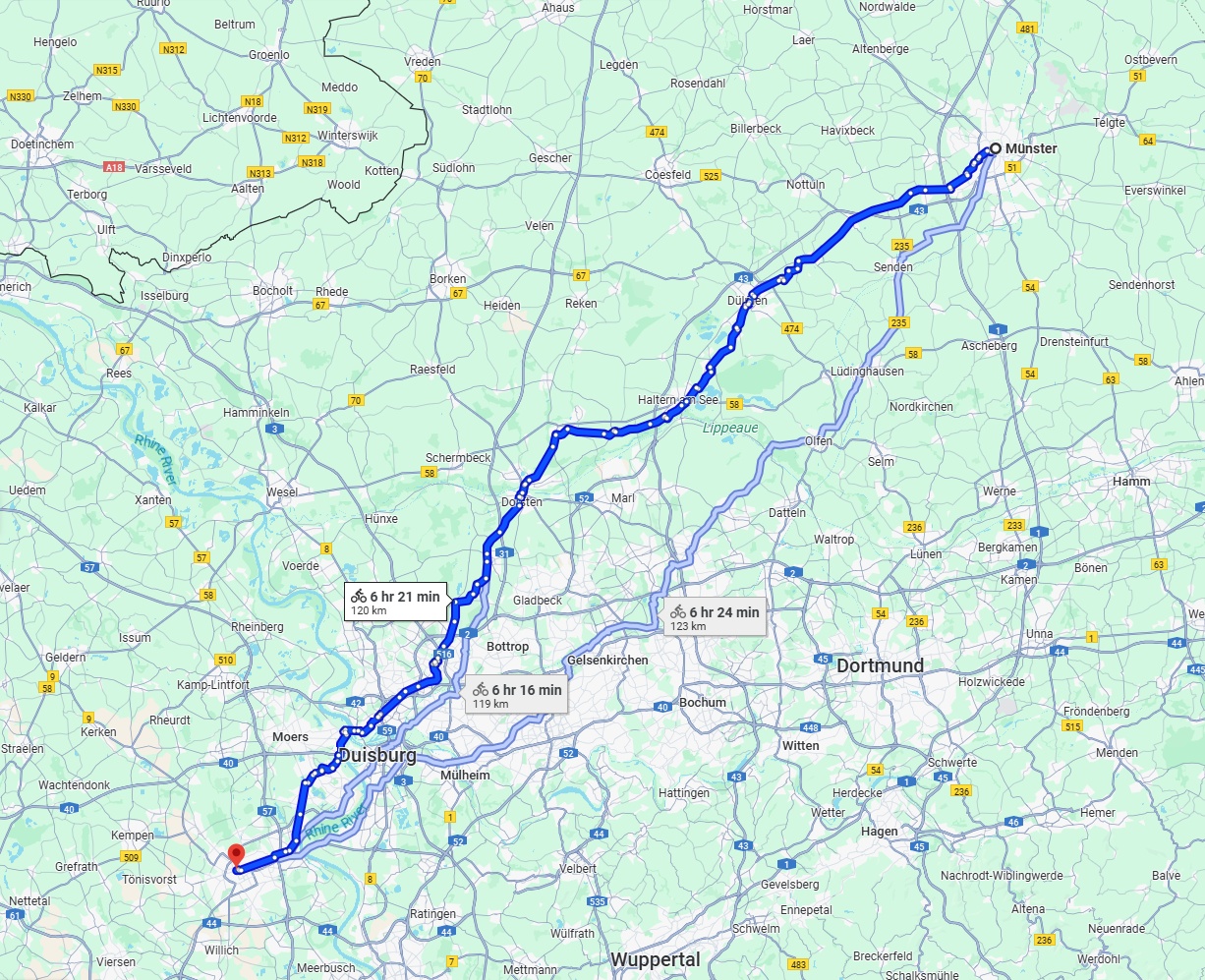Anreise von Münster Zu Krefeld Über 