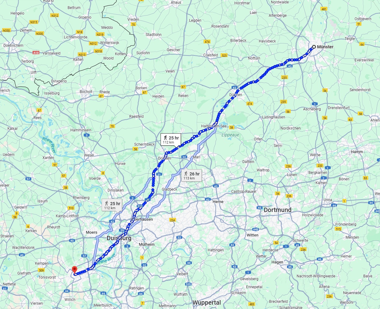 Anreise von Münster Zu Krefeld Über 