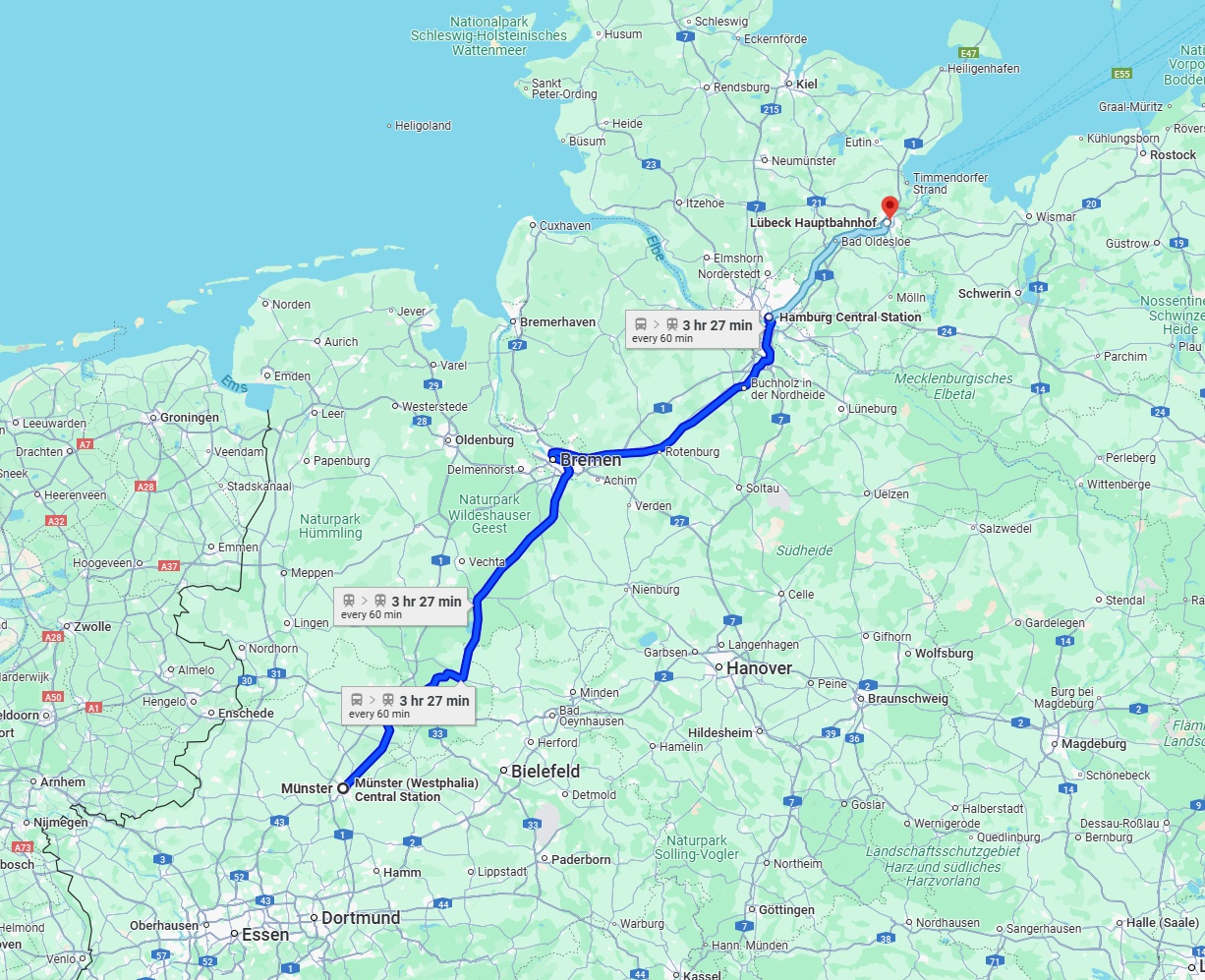 Anreise von Münster Zu Lübeck Über 