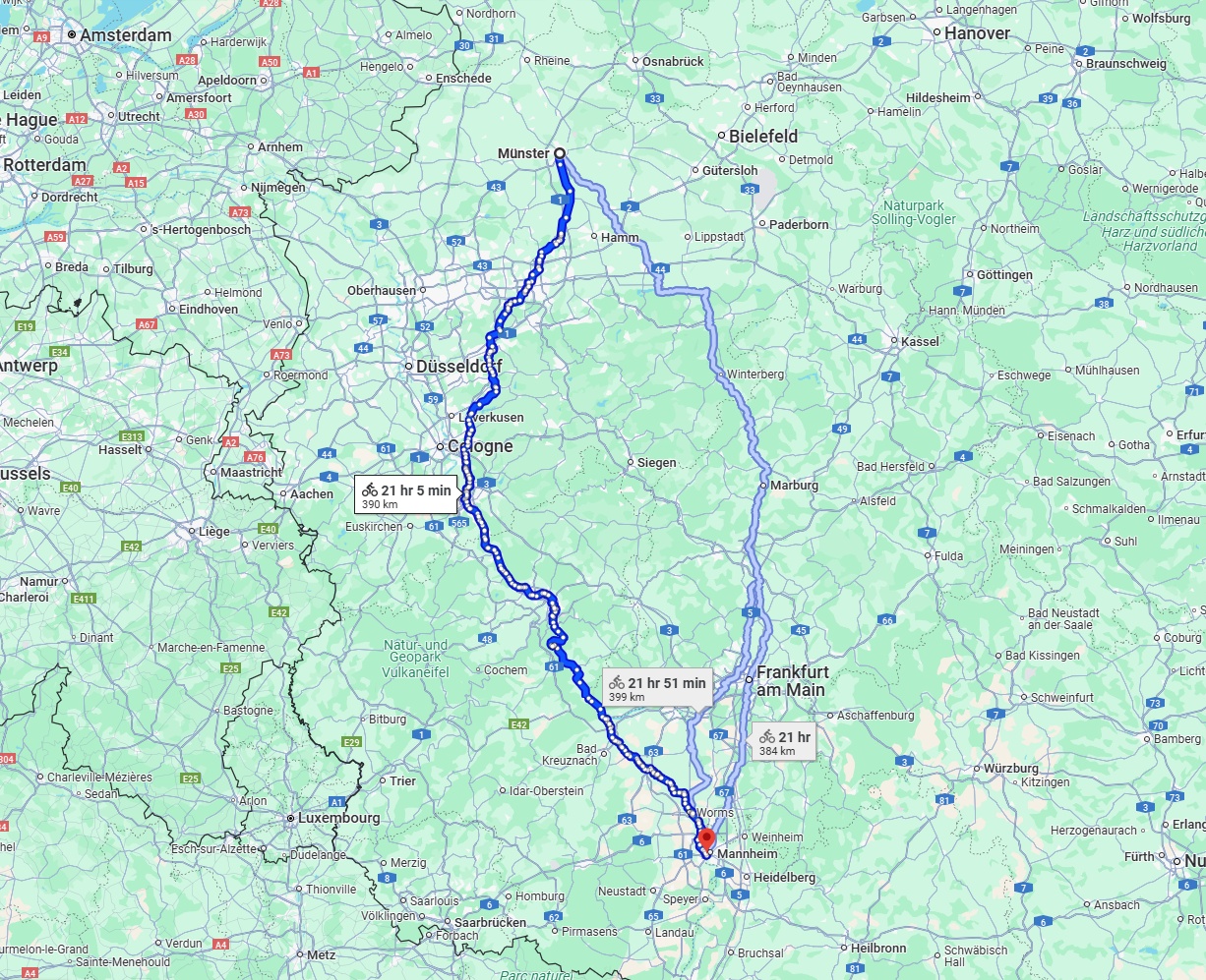 Anreise von Münster Zu Ludwigshafen am Rhein Über 