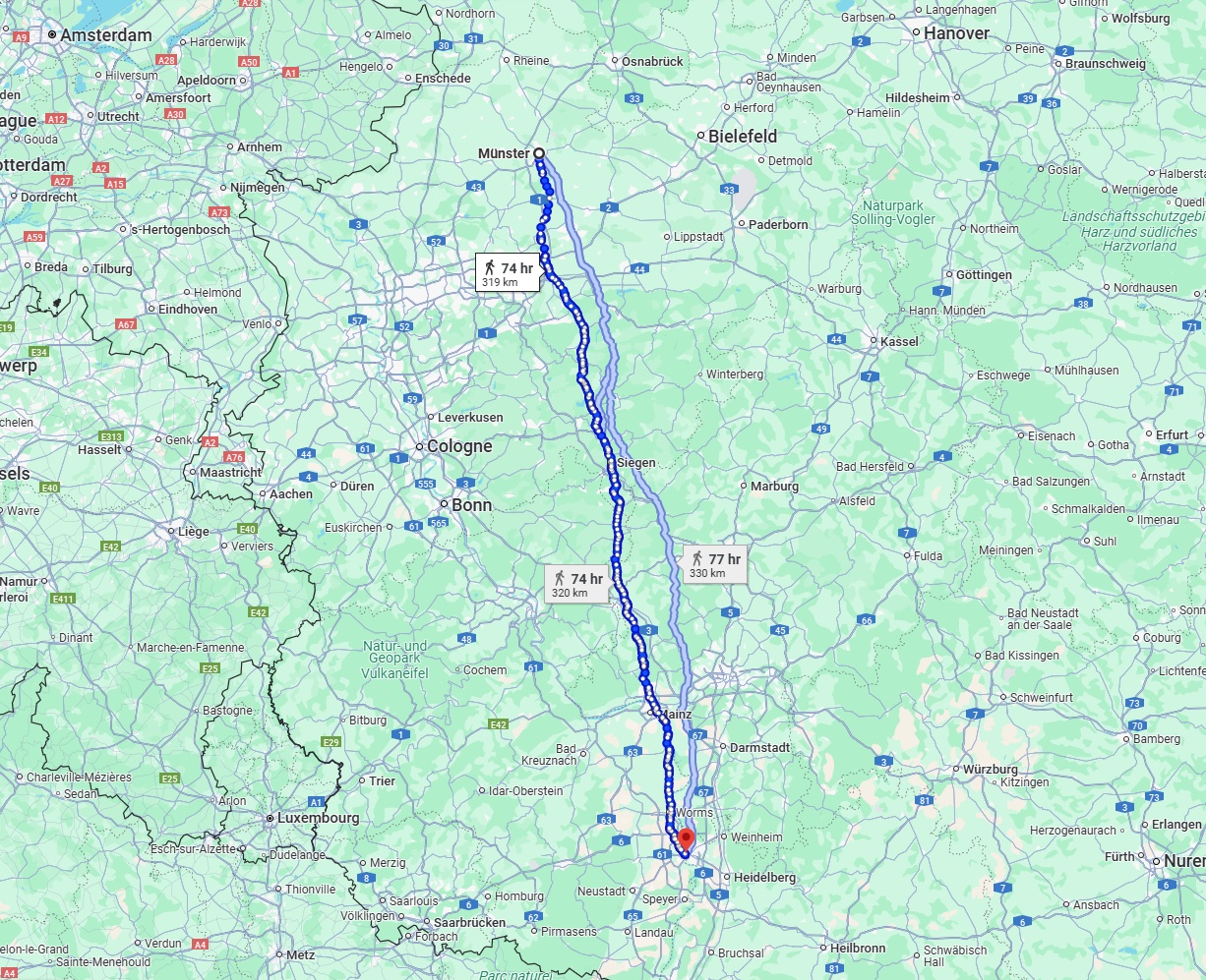 Anreise von Münster Zu Ludwigshafen am Rhein Über 