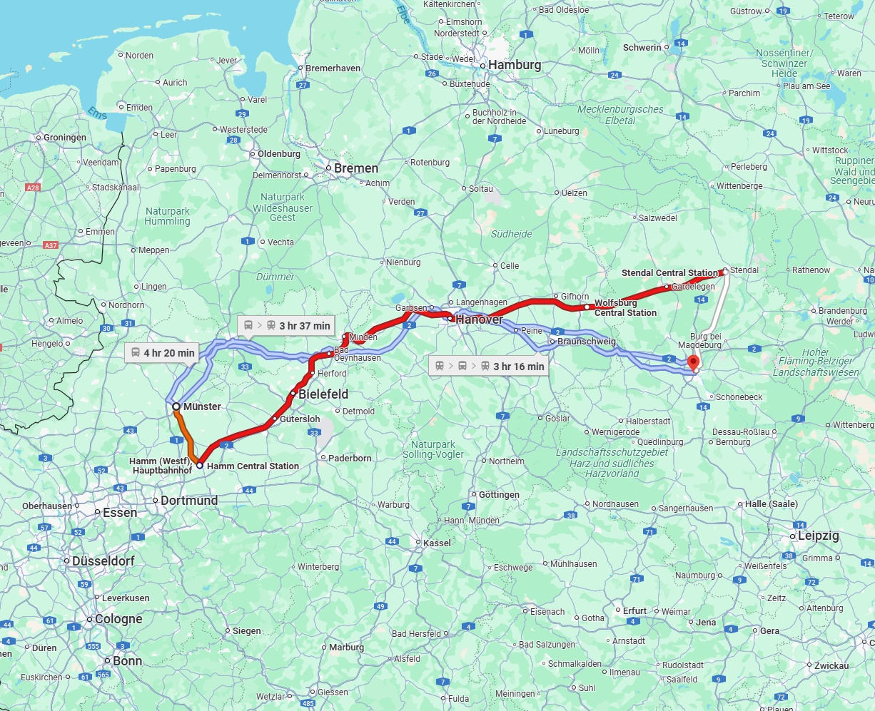 Anreise von Münster Zu Magdeburg Über 