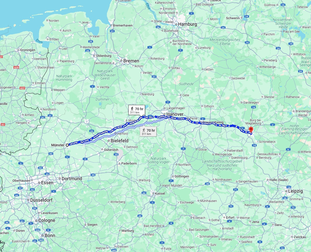 Anreise von Münster Zu Magdeburg Über 