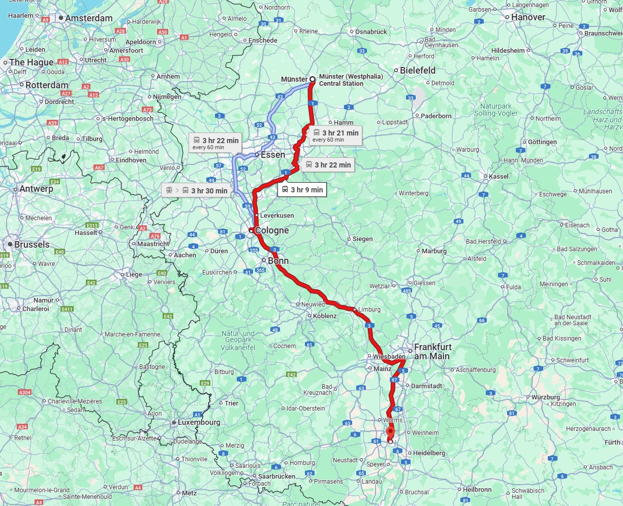 Anreise von Münster Zu Mannheim Über 