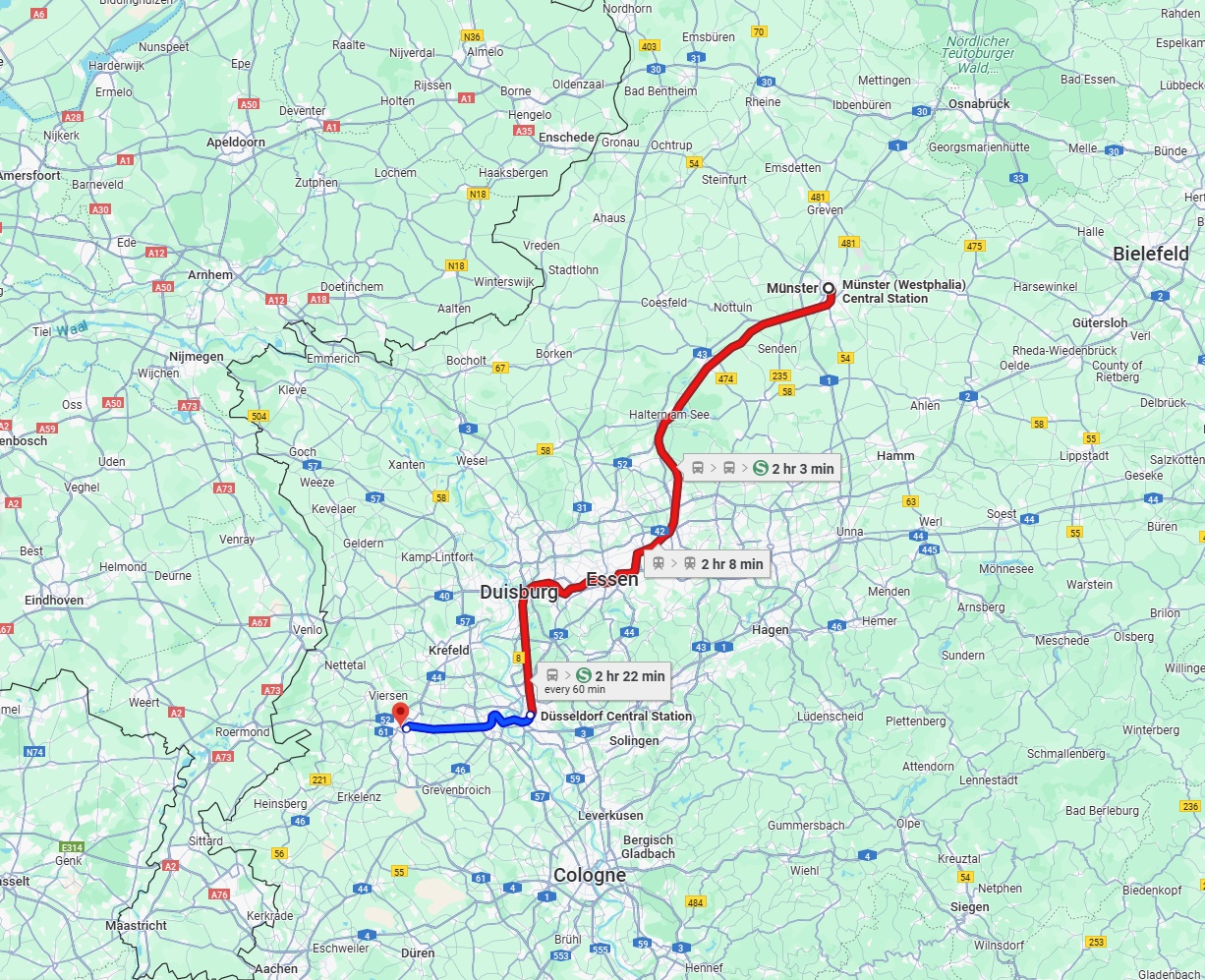Anreise von Münster Zu Mönchengladbach Über 