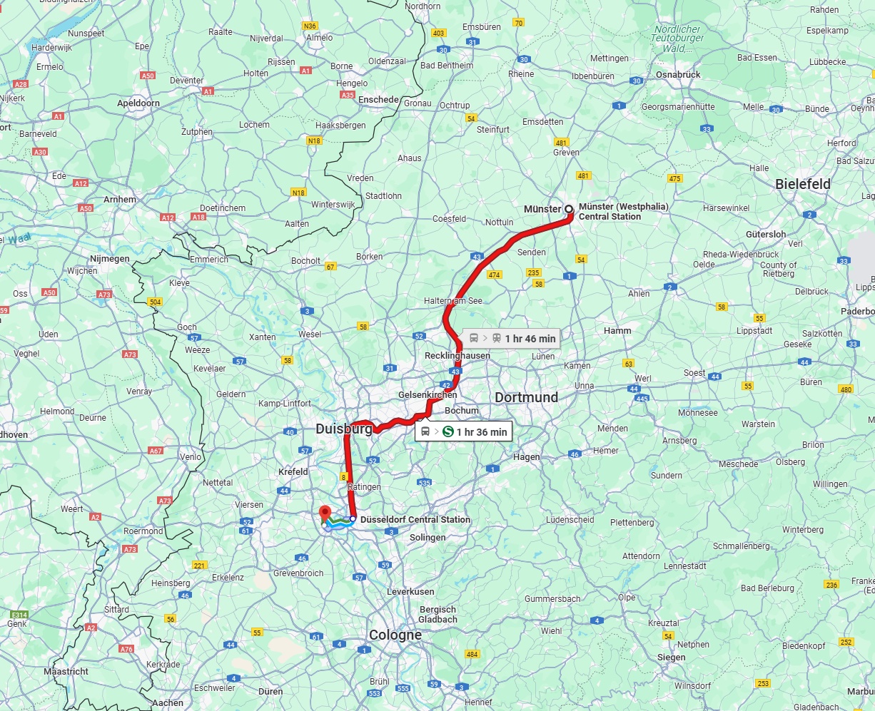 Anreise von Münster Zu Neuss Über 