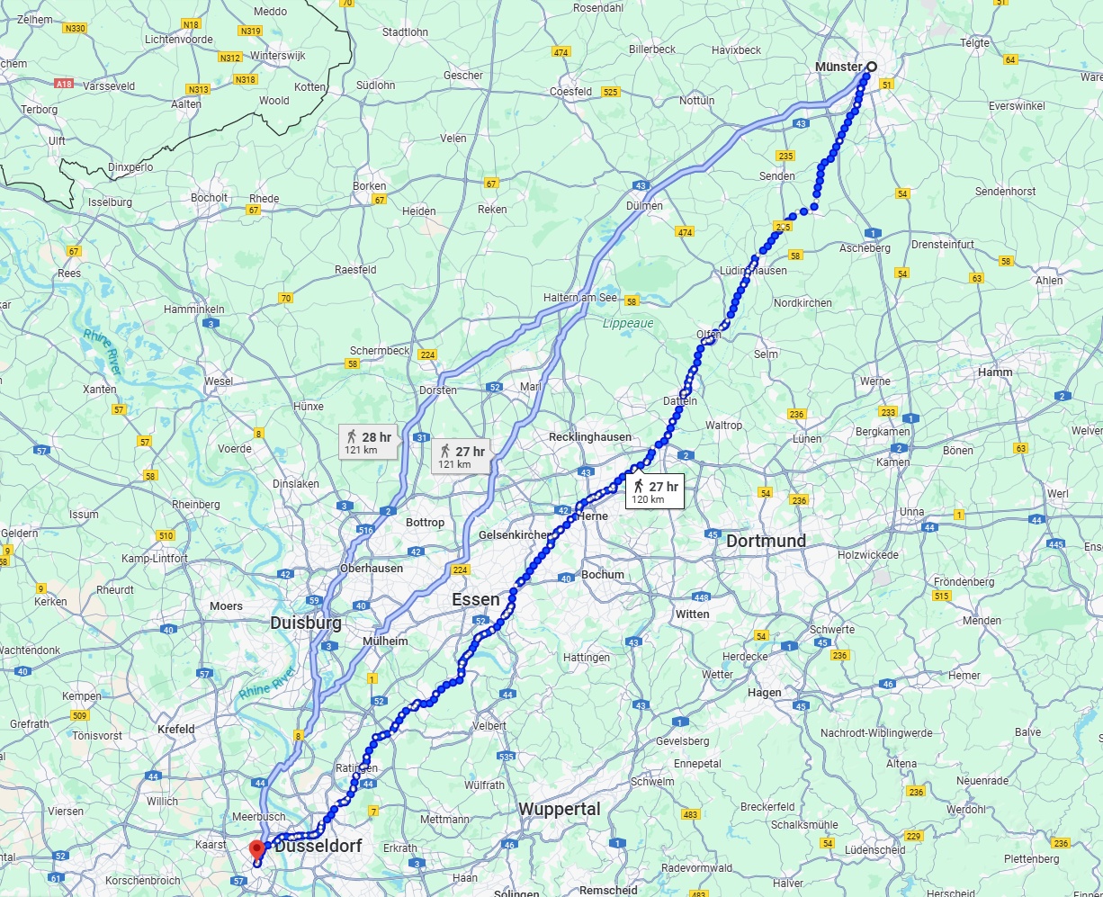 Anreise von Münster Zu Neuss Über 