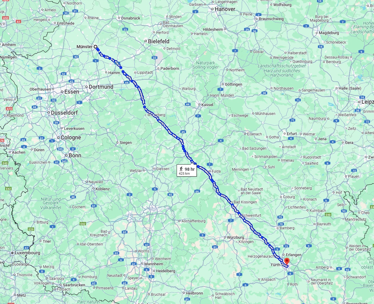 Anreise von Münster Zu Nürnberg Über 