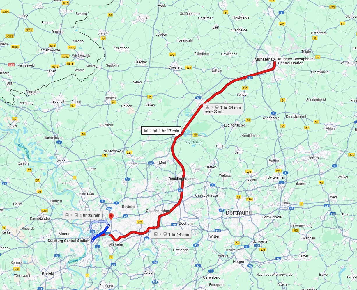 Anreise von Münster Zu Oberhausen Über 