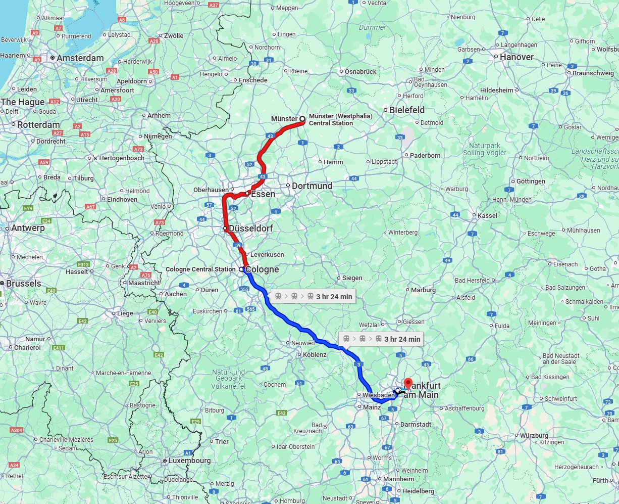 Anreise von Münster Zu Offenbach am Main Über 