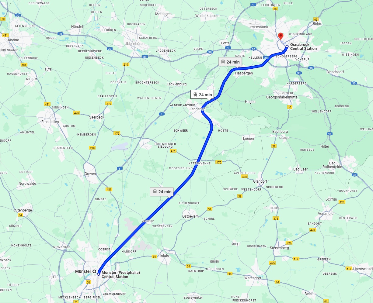 Anreise von Münster Zu Osnabrück Über 