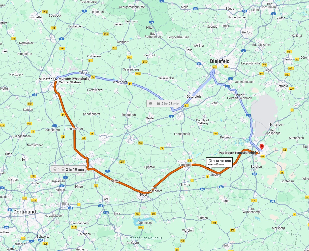 Anreise von Münster Zu Paderborn Über 
