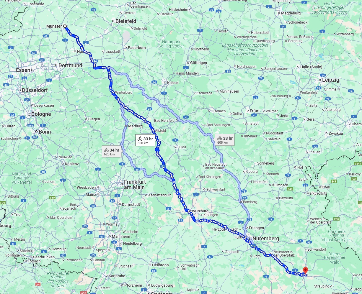 Anreise von Münster Zu Regensburg Über 