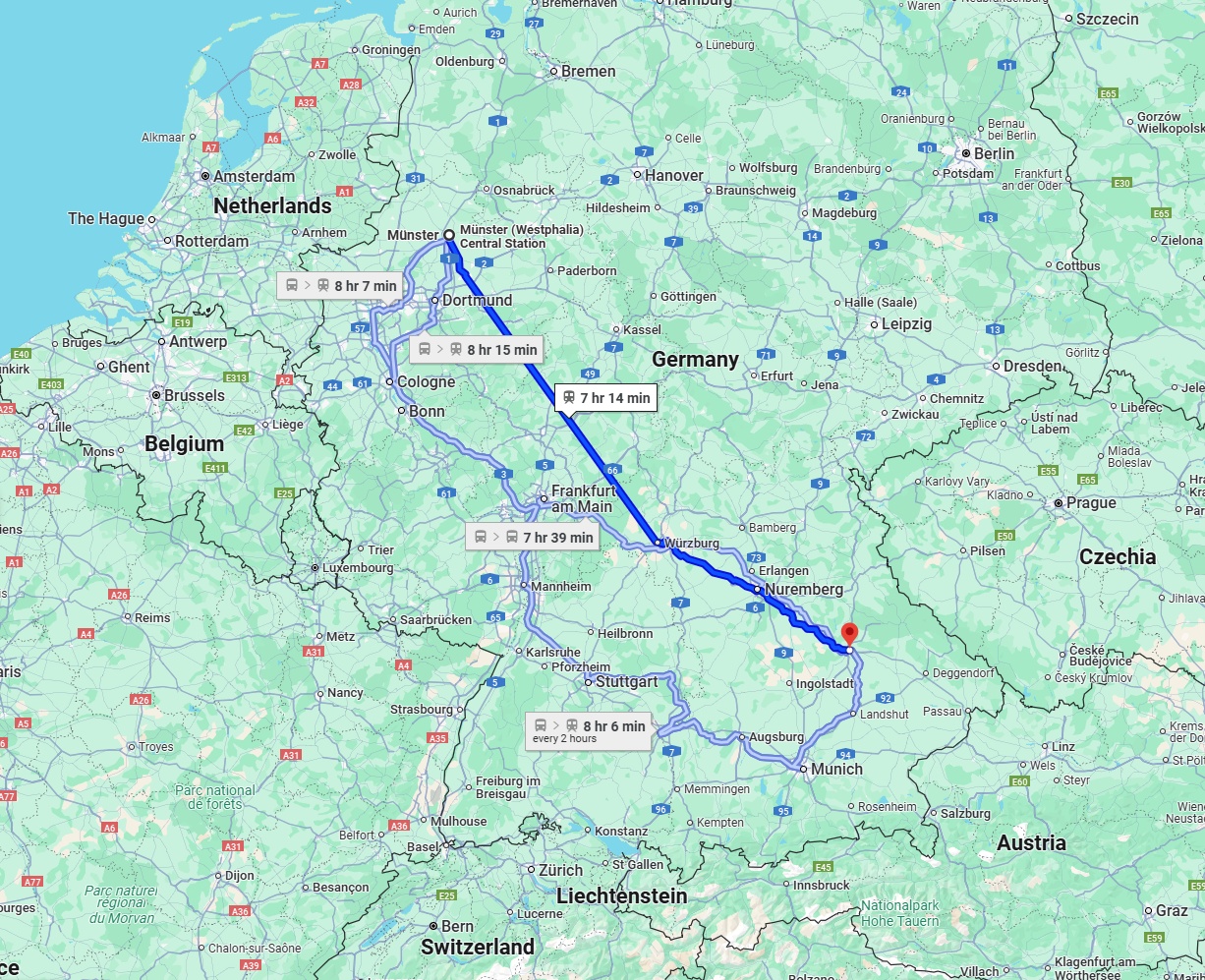 Anreise von Münster Zu Regensburg Über 