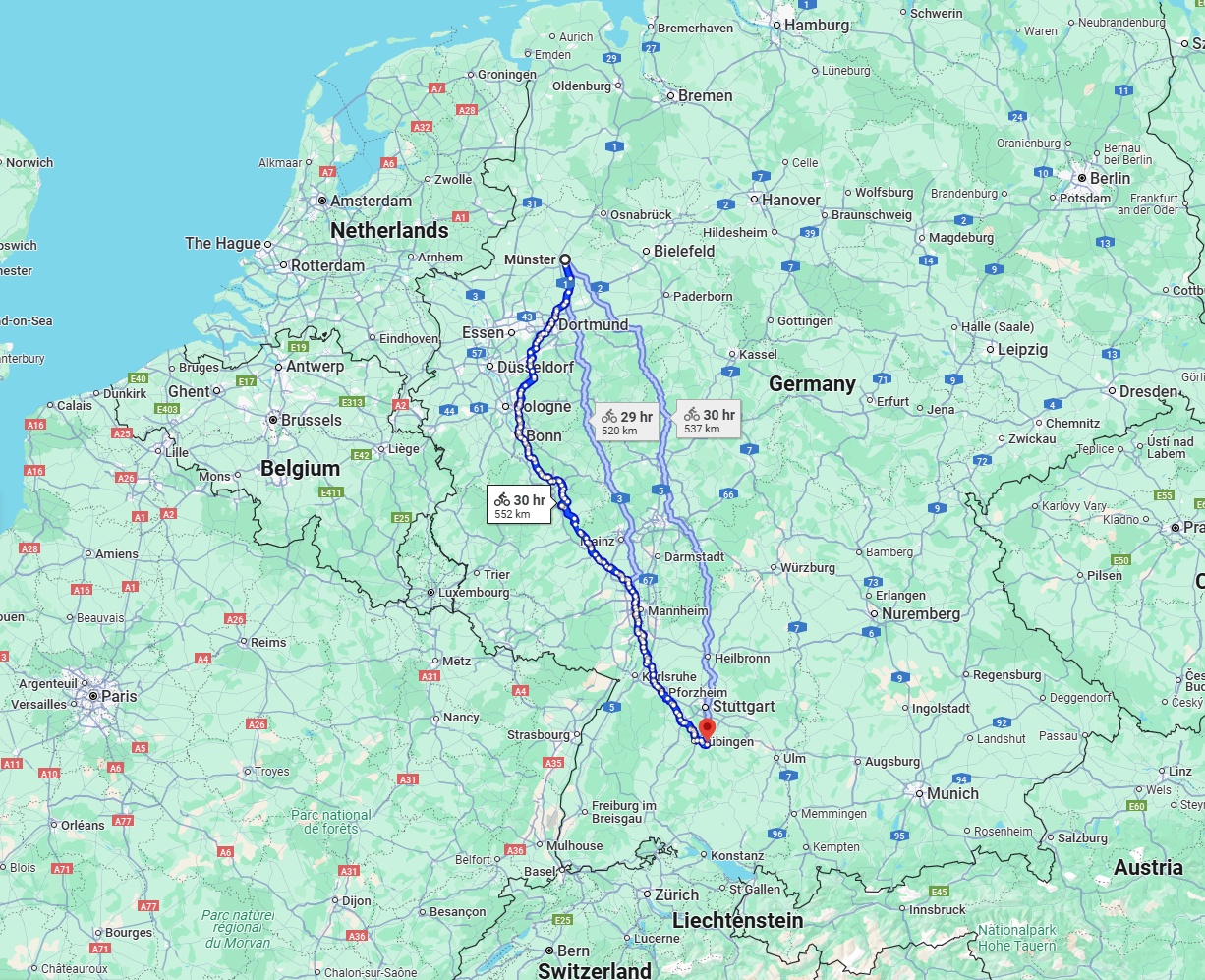 Anreise von Münster Zu Reutlingen Über 