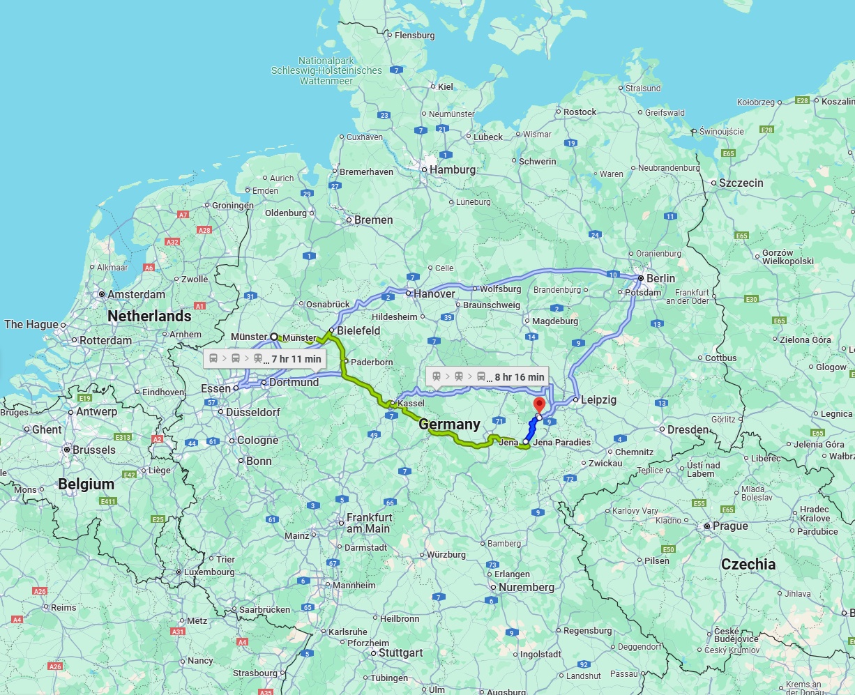 Anreise von Münster Zu Saale Über 