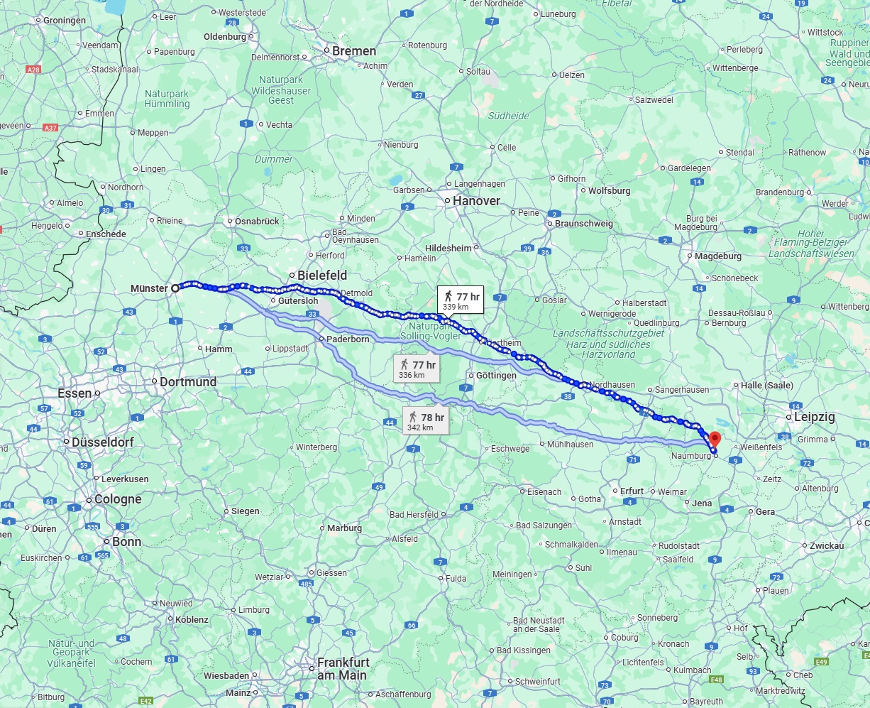 Anreise von Münster Zu Saale Über 