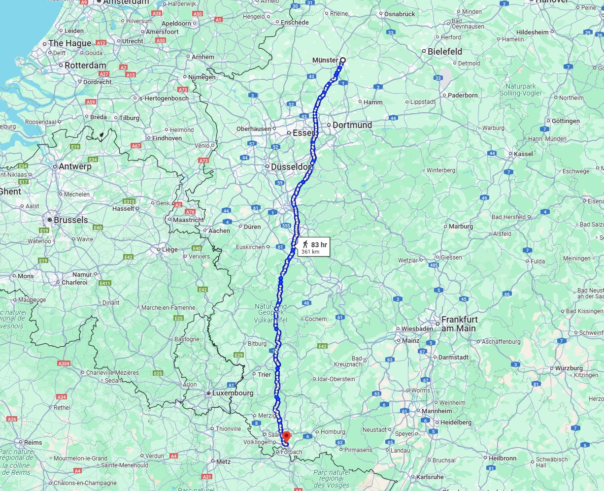 Anreise von Münster Zu Saarbrücken Über 