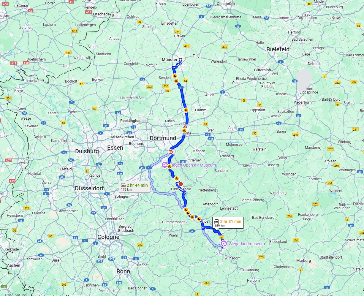 Anreise von Münster Zu Siegen Über via A1 and A45