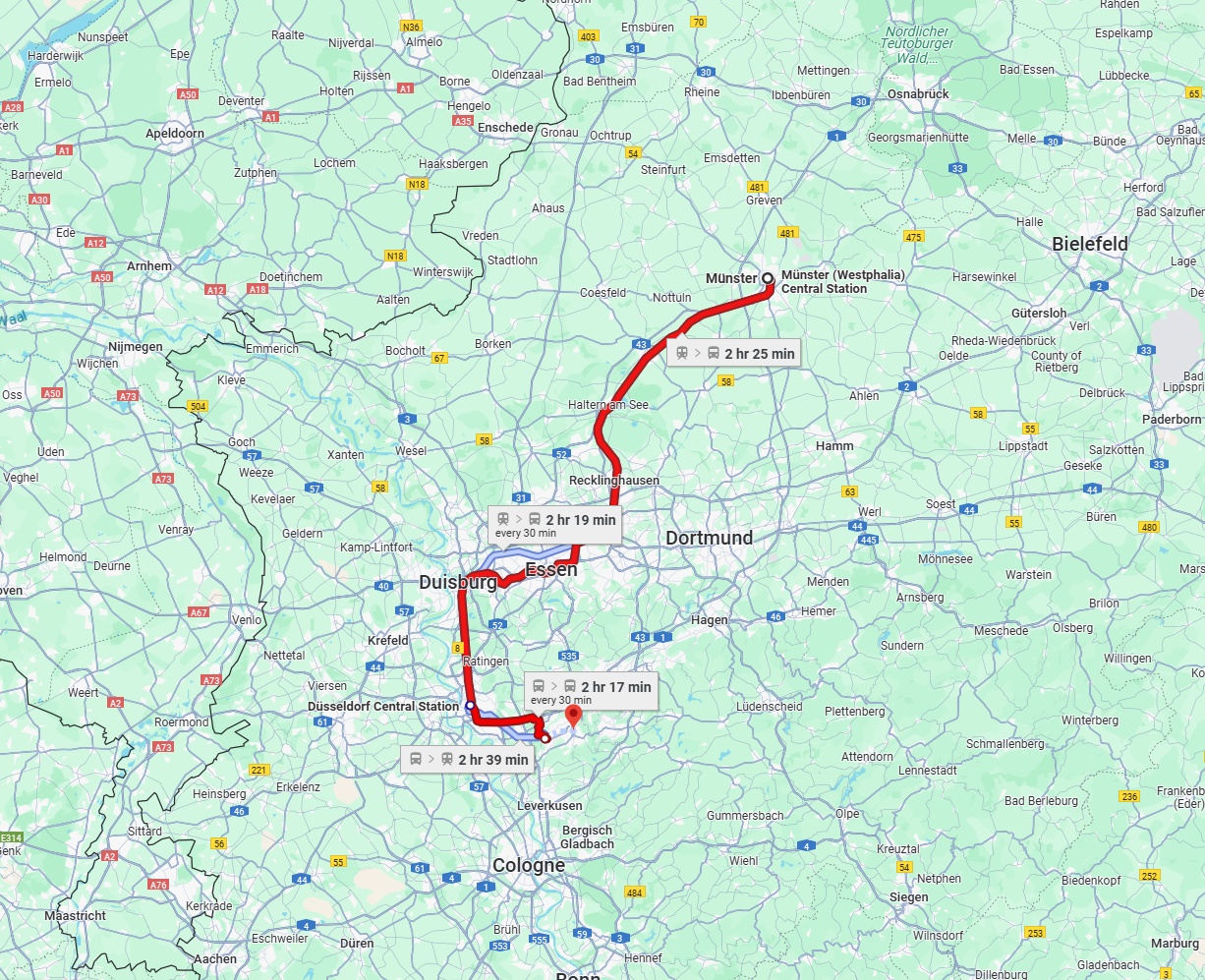 Anreise von Münster Zu Solingen Über 