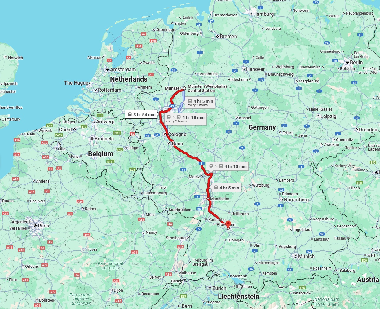 Anreise von Münster Zu Stuttgart Über 