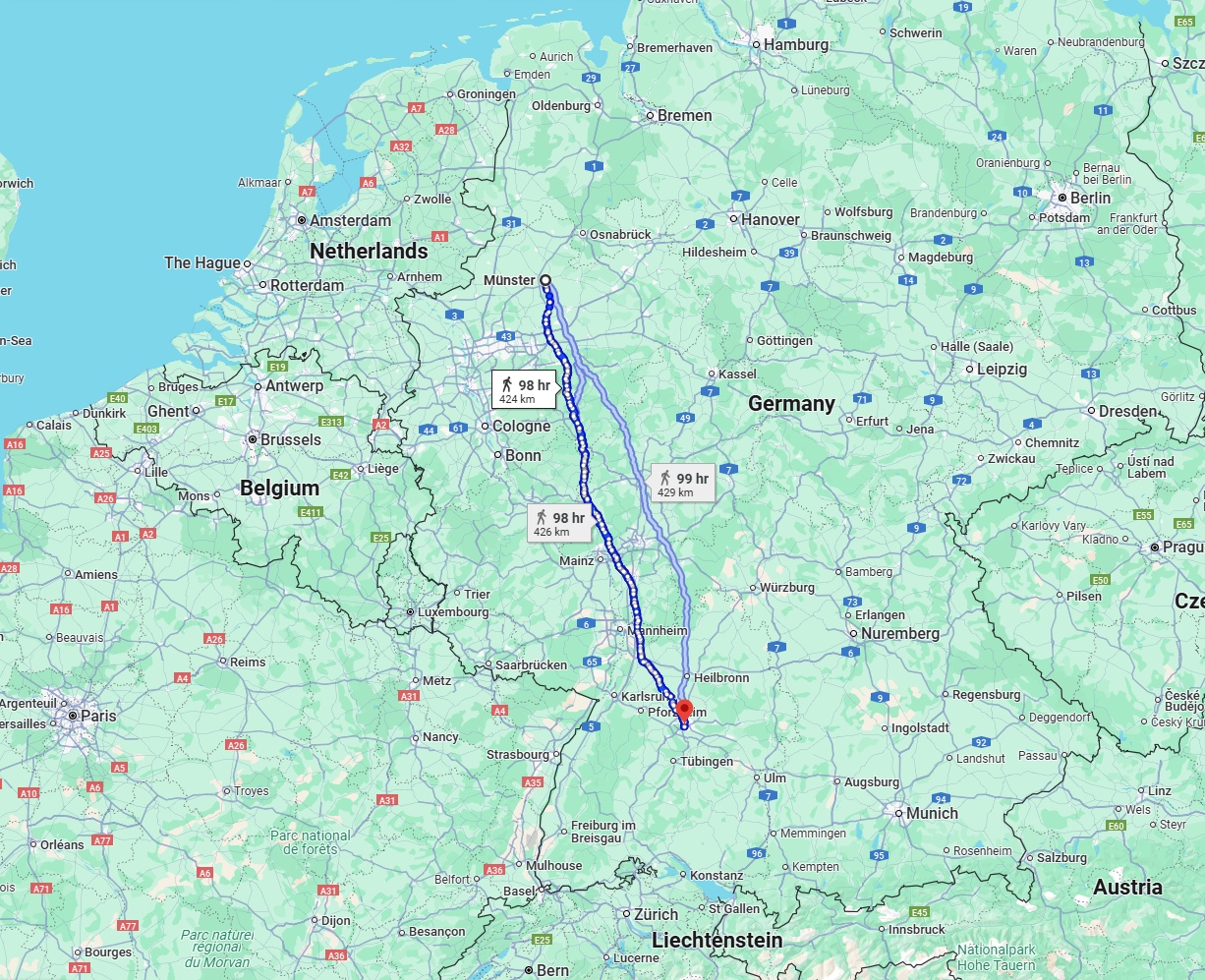 Anreise von Münster Zu Stuttgart Über 
