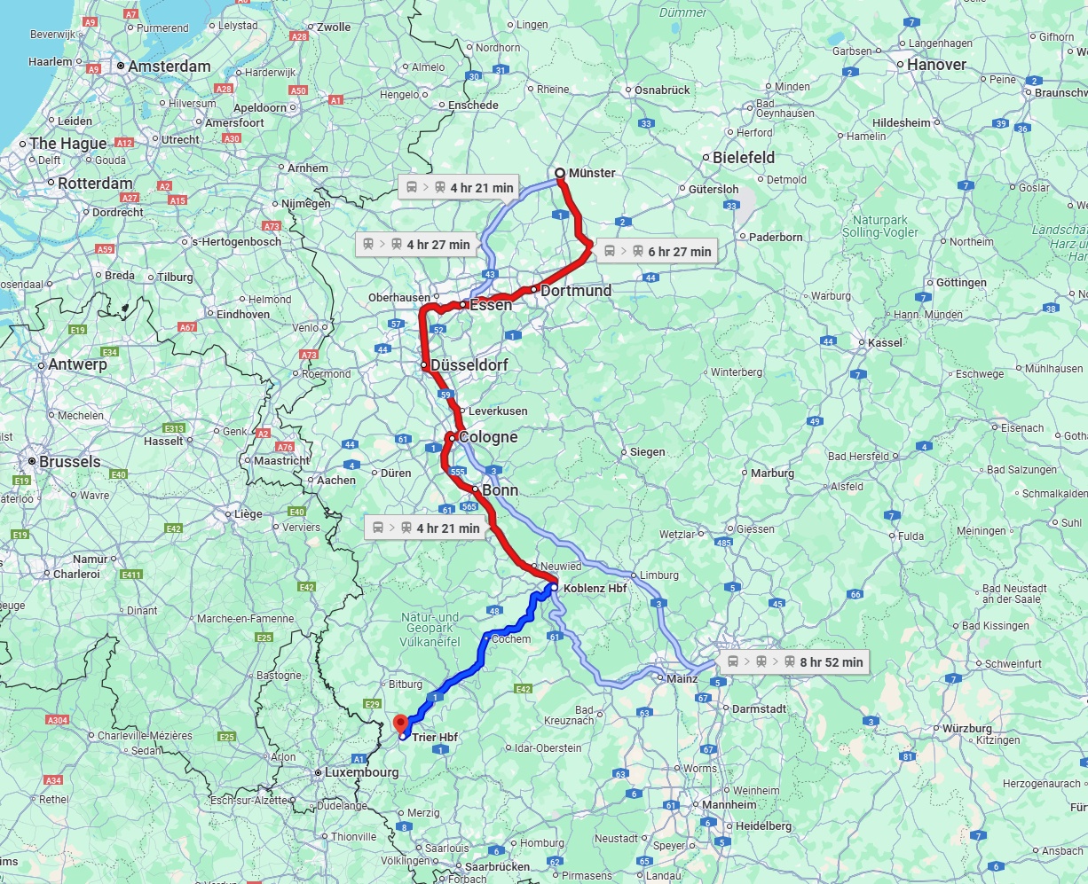 Anreise von Münster Zu Trier Über 