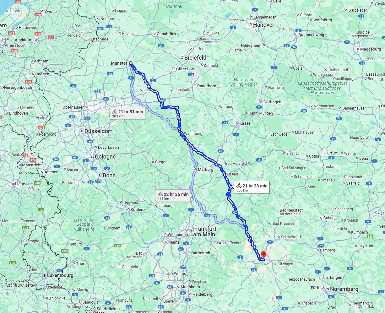 Anreise von Münster Zu Würzburg Über 