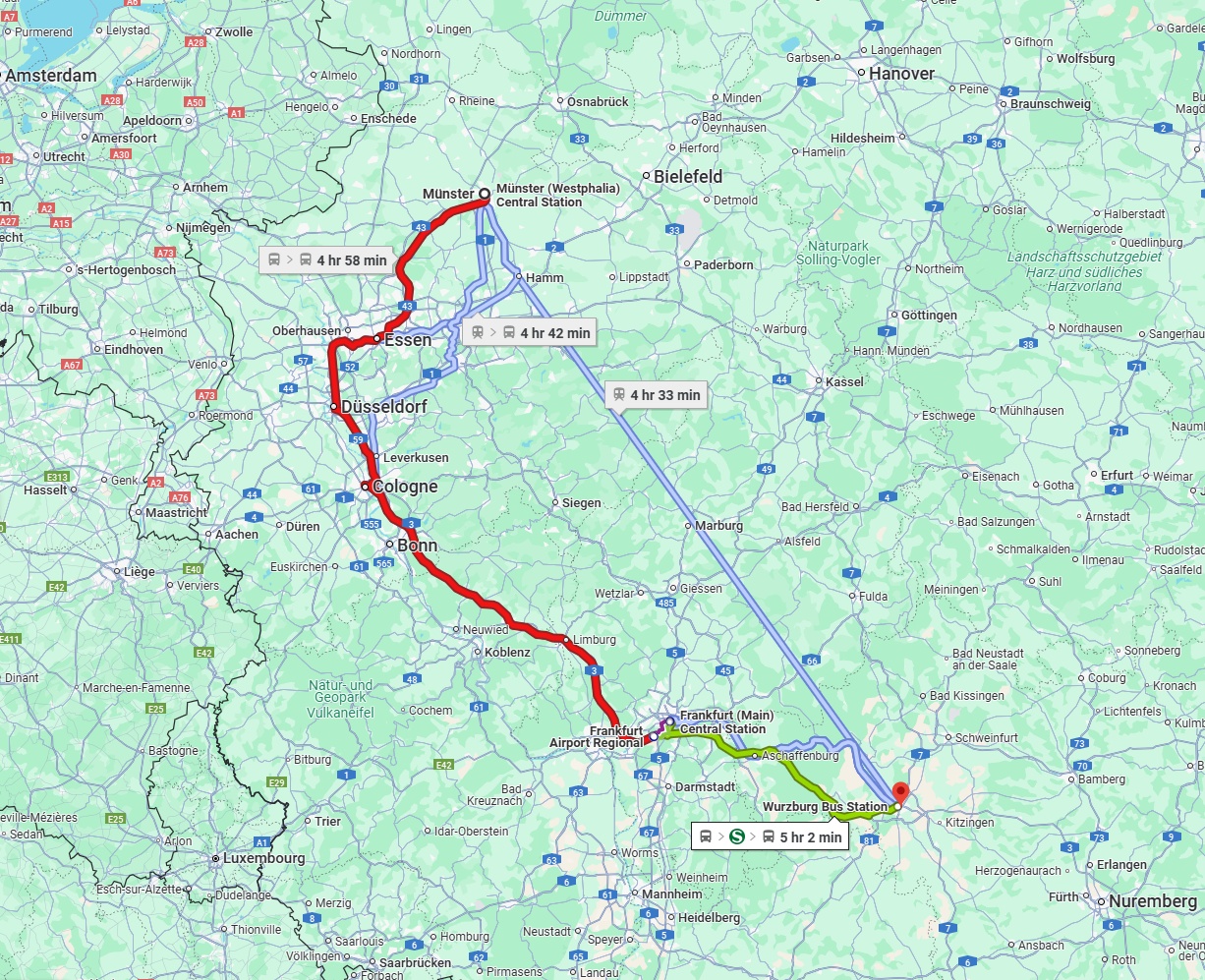 Anreise von Münster Zu Würzburg Über 