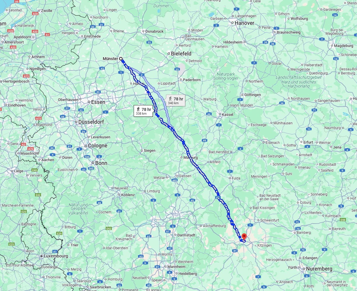 Anreise von Münster Zu Würzburg Über 