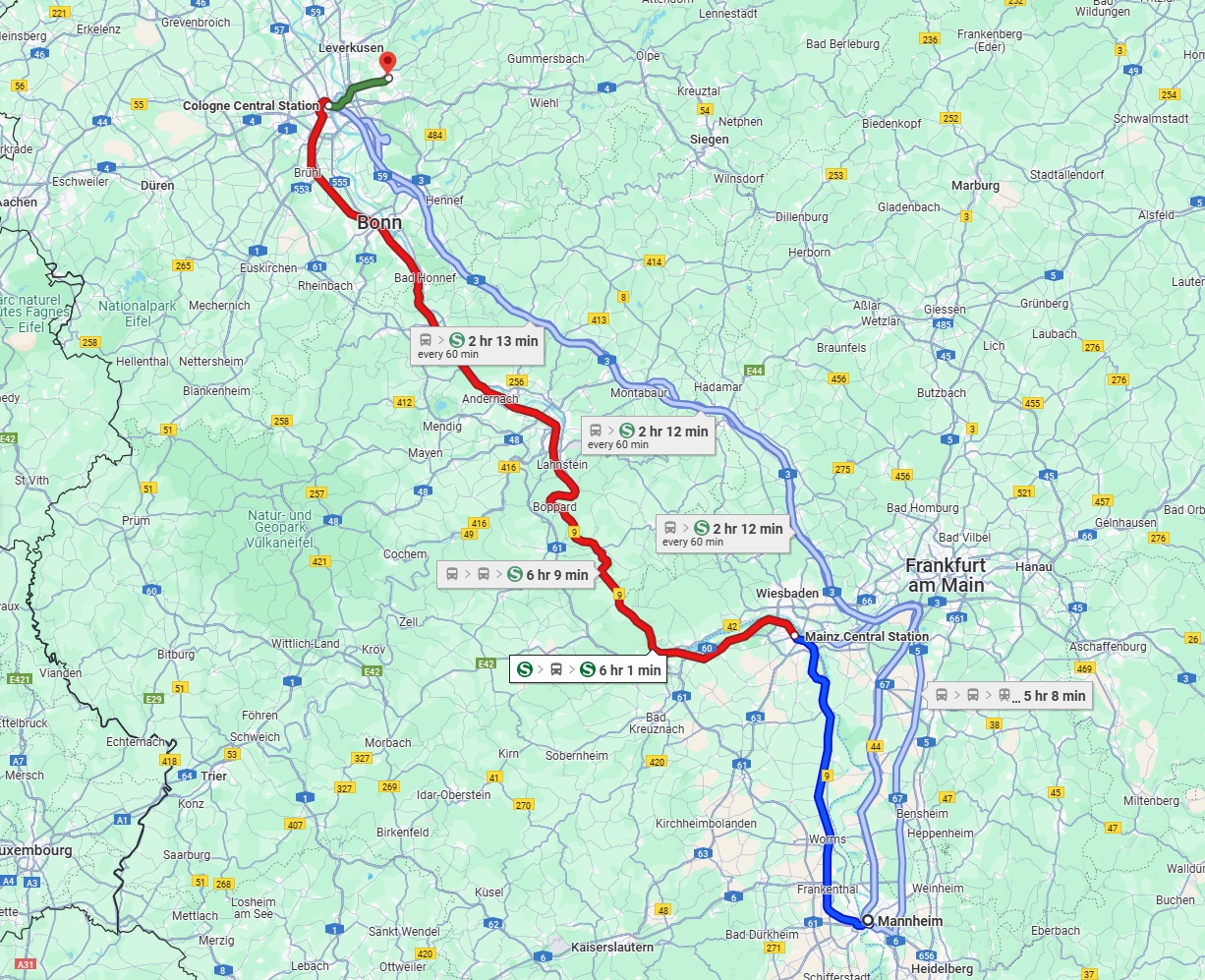 Anreise von Mannheim Zu Bergisch Gladbach Über 